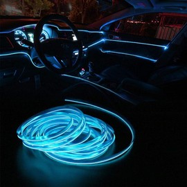 Vmingo Tira Luz Led Interior Auto Coche Decorativa USB 5m Moldura | Azul Hielo