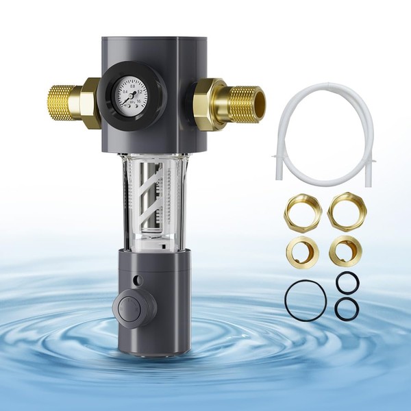 Backwash Sediment Water Filter,Sediment Filter with Automatic Cleaning Filter Screen,