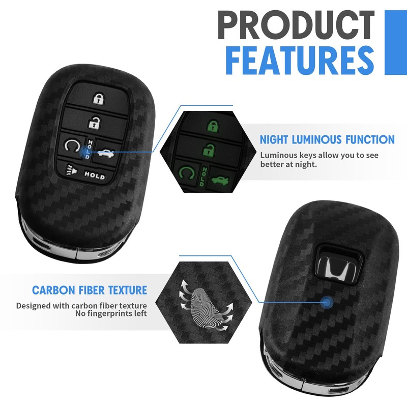 WORCAS Key Fob Case Carbon Fiber Pattern Silicone Cover Compatible