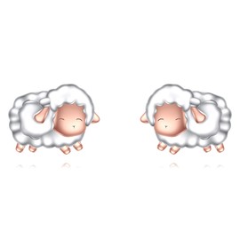 YFN Sheep Earrings Sterling Silver Lamb Stud Earrings Sheep Jewellery for Women Girls Sheep Gifts for Daughter Granddaughter, Sterling Silver