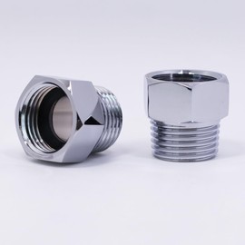 Ousun G 1/2 BSP Female to US 1/2 NPT Male Thread Lead-Free Converter Adapter, Chrome (2-Pack), Solid Brass Pipe Fitting, British to US Gauge Sensor Sender Adapter BSP NPT Thread Converter