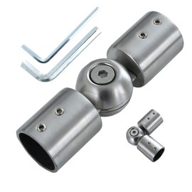 1" Window Corner Curtain Rod Connector 1 pcs Silver, Adjustable Curtains Pole Hinged Elbow Rods Extender for Bay Window Curtain Rods or Corner Drapery Blinds Rods