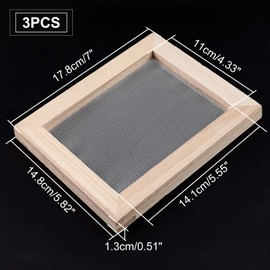 SUPERFINDINGS Pack of 3 17.8 x 14.8 cm Paper Frame Wood Paper Making Mould Frame Old Chinese Paper Making Method for DIY Paper Crafts Children Teenagers Teaching Paper Making