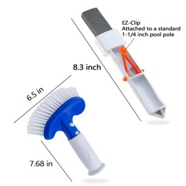 Pool Pumice Stone and 6.5 in Nylon Pool Brush Set with EZ-Clip Handle to Reomve Erase Rust Stain Spot in Concrete Plaster Pool Spa and Calcium Deposit on Pool Tile