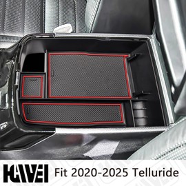 HGWEI Center Console Organizer Compatible with Kia Telluride 2020 2021 2022 2023 2024 2025 Interior Accessories Insert Tray Coin Holder Armrest Secondary Storage Box, Red