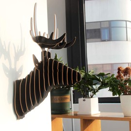 Hooshing Wall Decor Deer Head Antlers Trophy Sculpture DIY 3D Puzzle Black, Wall Decoration for Living Room Office