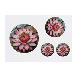 4 x 'Water Lily' Temporary Tattoos - Water Resistant, Skin-Safe, Non-Toxic Transfers, Mixed Sizes (TO00082936)