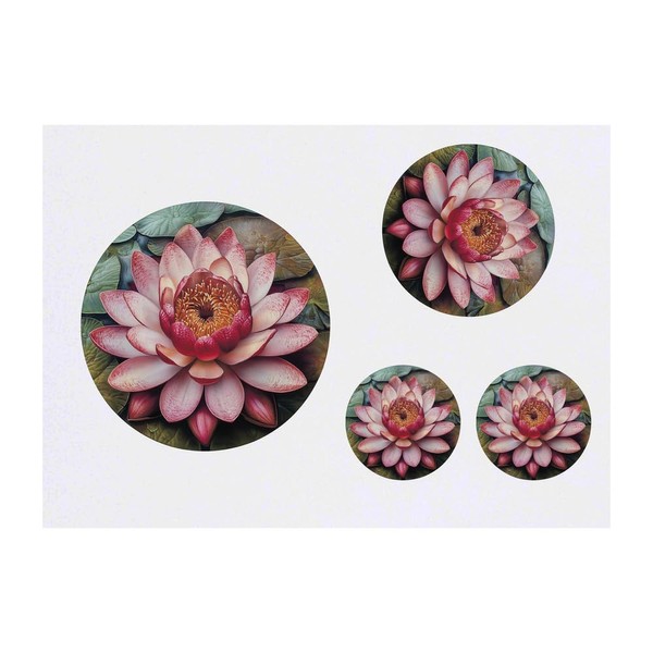 4 x 'Water Lily' Temporary Tattoos - Water Resistant, Skin-Safe,