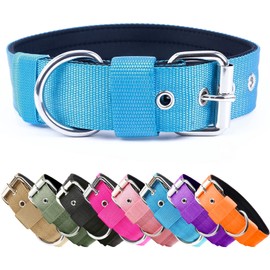 Heavy Duty Tactical Dog Collar - 1.5" Width Military Durable Thick Nylon with Adjustable Metal Buckle Working Training K9 Collar for Small Medium Large Dogs Light Blue S