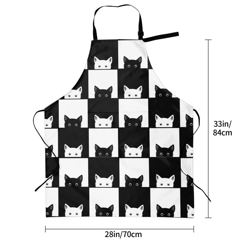 Oplp Black White Cat Waterproof Apron Cooking Kitchen Apron Unisex