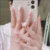 24pcs Coffin False Nail White 3D Bowknot Decor Nail with
