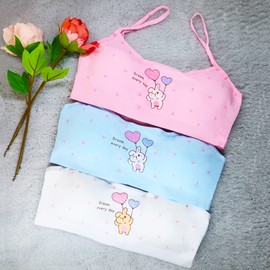 MRCC Pack of 6 Girls' Bustier Training Bra Seamless Sports Bra Padded Without Underwire Bra Removable Pads Multicoloured, Pack of 6 Model 3