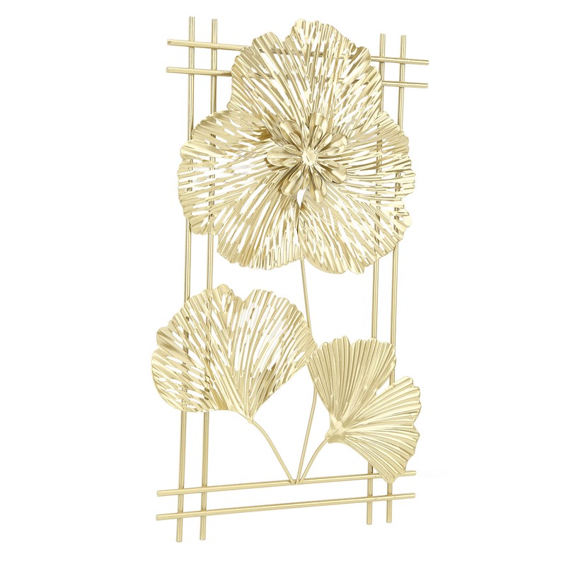 Ginkgo Leaf Wall Hanging Decor Metal Iron 3D Golden Ginkgo