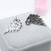 TseenYi Rhinestone Wing Ear Jackets Earrings Silver Wing Studs Earrings