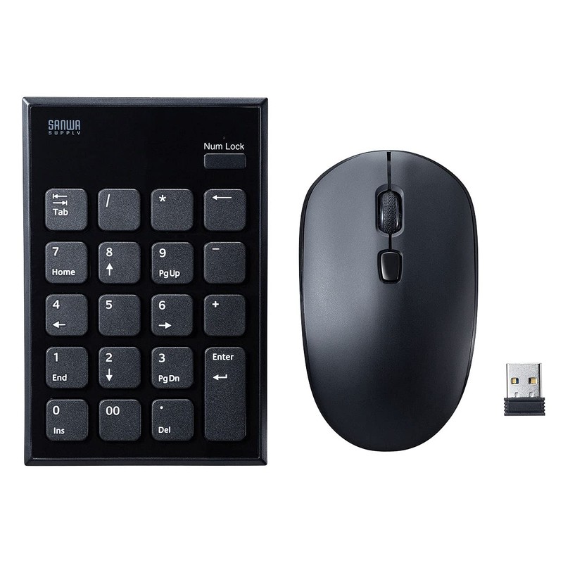 Sanwa Supply NT-WL23SETBK Wireless Mouse Set, Quiet, USB A Connection,