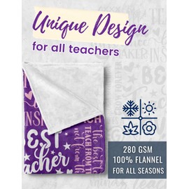 Huglanket Teacher Appreciation Gifts for Women Men, Flannel Blanket Throws with Message for All Teachers, Birthday, Christmas, Retirement Gift (50"x 65") - Violet