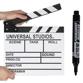 Xdealcozyxc Wooden Clapper Board for Film with 1 Marker Pen, 20 X 20 Cm Movie Props for Movie Shooting