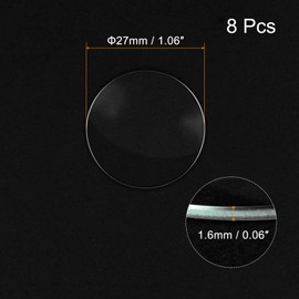 sourcing map 8 Pack 27 mm Crystal Lens Single Dome 1.6 mm Edge Thickness for Repair Clear
