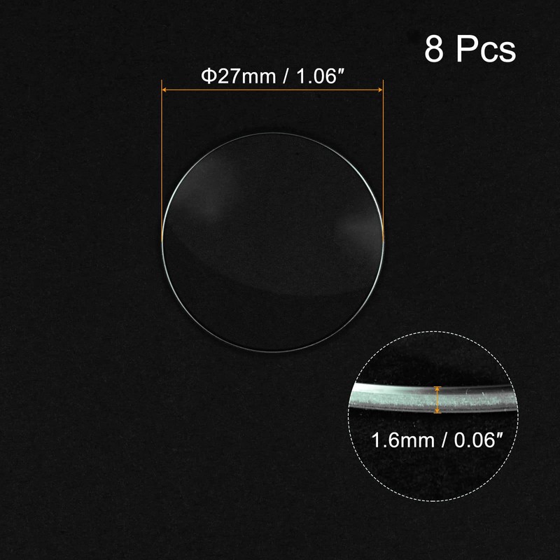 sourcing map 8 Pack 27 mm Crystal Lens Single Dome
