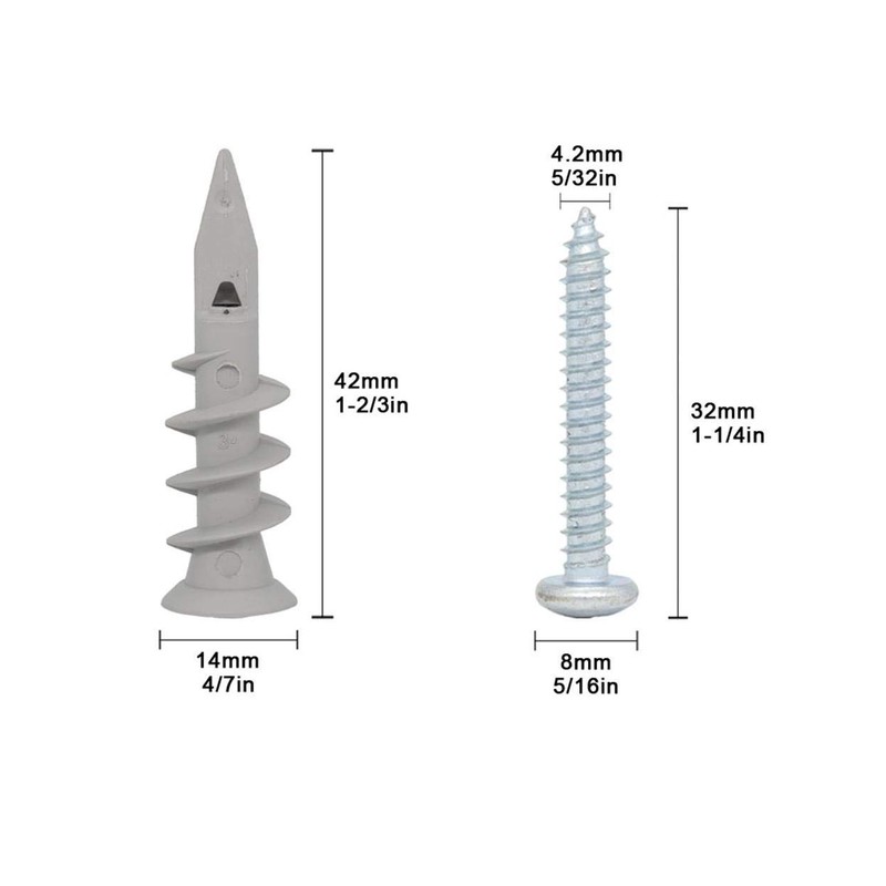 Self Drilling Drywall Plastic Anchors with Screws, Expansion Screws 100