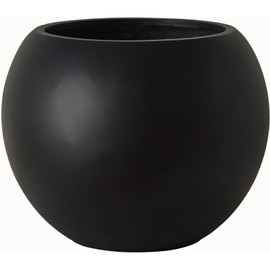 Haispring 17 H x 21" Dia (15" Pot Opening) Black Round Fiberstone Tall Planter with Drainage Hole, Indoor/Outdoor Large Plant