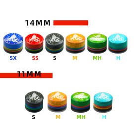 KONLLEN Rainbow Billiards Tip with Clear SX/SS/S/M/MH/H 11mm/14mm Pool Cue Tip 9 Layers of Pigskin Cue Head Accessory 1 Piece (11mm-M-Yellow)