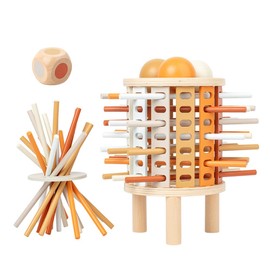 Btuty Wooden Musical Instruments Set Board Game Colorful Wooden Sticks and Dice Interesting Interactive Games Hand Eye Coordinated Development Birthday Gift