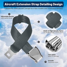 Airplane Seat Belt Extender, 7-31 Inches Adjustable Airplane Seat Belt Extension, Universal Seat Belt Extender for Most Airplanes