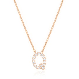 PAVOI 14K Rose Gold Cubic Zirconia Initial Necklace | Letter Necklaces for Women | Q Initial