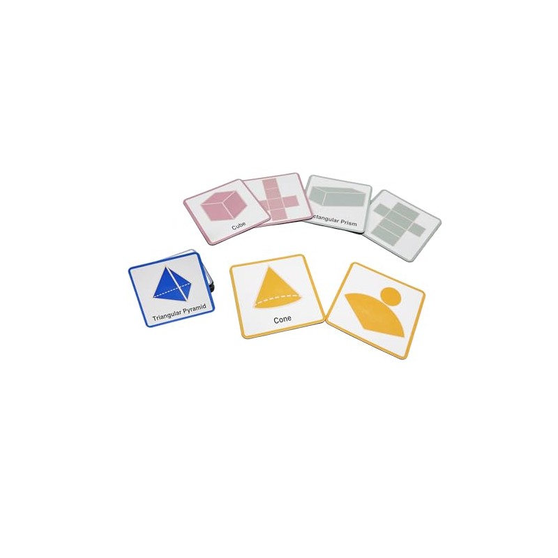 Magnetic 3D Shapes & Nets Flash Cards 3"x3", Geometry Math