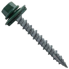 Metal ROOFING SCREWS: (250) 10 x 1-1/2" Forest/Ivy Green Hex Head Sheet Metal Roof Screw. Self starting metal to wood siding screws. EPDM washer. Colored head