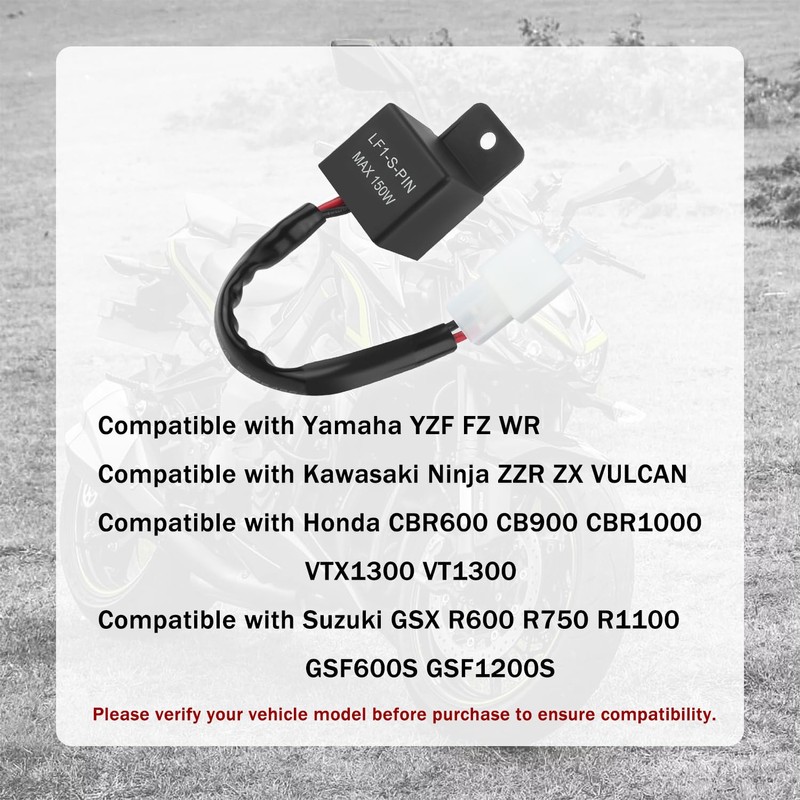 Motorcycle LED Flasher Relay for LED Turn Signal,12V 2Wire 2Pin