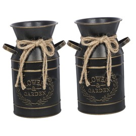 OFFSCH 2pcs Rustic Flower Bucket Planter Vintage Decorative Metal Pot for Porch Decor for Fresh Flowers Stable Base for Floral Arrangements