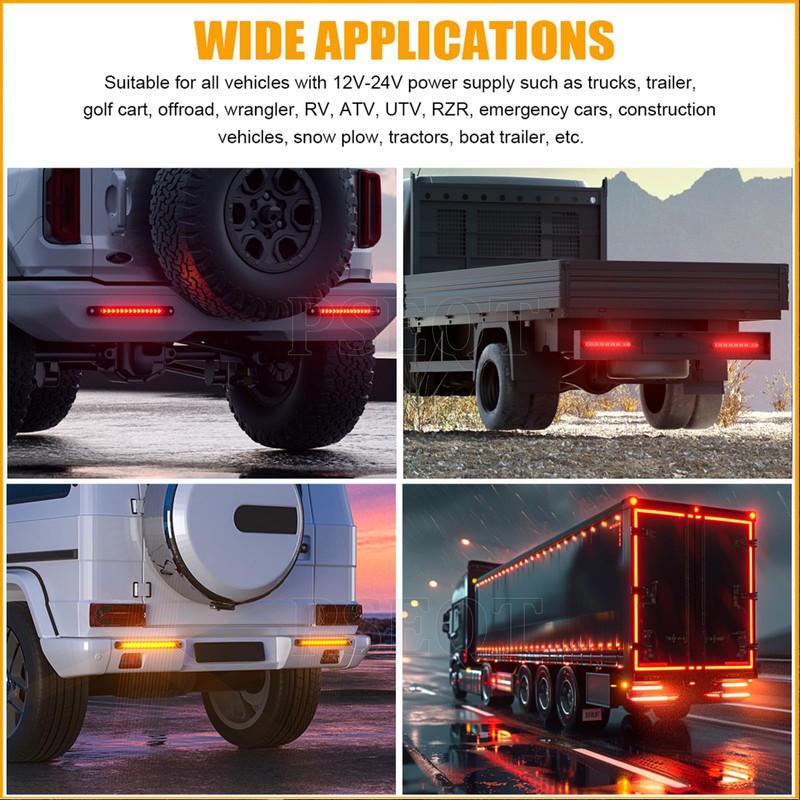 PSEQT 3 Color Trailer Tail Brake Stop Turn Signla Running