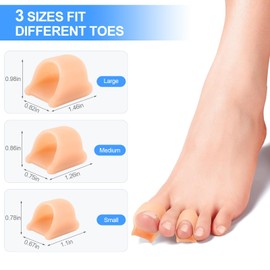 Hammer Toe Corrector, 6 Pack Toe Spacers, Toe Straighteners for Curled Toes, Bunion Corrector for Preventing Rubbing & Relieve Pressure (3 Sizes in One Set)