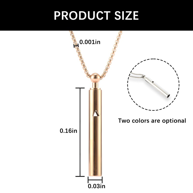 atnayo 2PCS Breathing Necklace, Portable Whistle Anxiety Breathing Necklace (Gold,