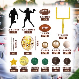 43 PCS Mini Football, Rugby Ball Player Cake Toppers - Goal Post, Themed Birthday Party Favors, Game Day Party Supplies