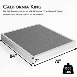 ZIYOO California King Box Spring, 7 Inch Metal Box Springs, Strong Metal Frame Support for 1500lbs, Mattress Foundation, Easy Assembly, No Noise