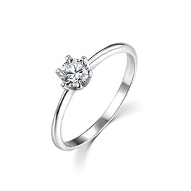 Woman's Wedding/Engagement Sterling 925 Solid Fine Silver 0.5 Carat White Sapphire Solitaire Ring (N)