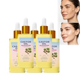 Sérum facial con aceite de ricino, esencia hidratante facial con aceite natural de semillas de ricino, sérum nutritivo, iluminador y suavizante de larga duración para el cuidado de la piel (5PCS)