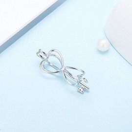 LGSY Heart Key Cage Pendants for Pearl Jewelry Making Sterling Silver