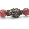 Zen-Ethno-Herrenarmband aus roten kaiserlichen Jaspisperlen und bronzefarbenem Buddha