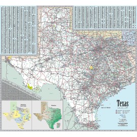 Texas Executive Wall Map - Paper 42w x 39h