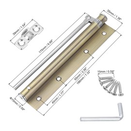 sourcing map 2 Pcs 195mm/7.68" Spring Door Closer, Stainless Steel Automatic Door Closers with Adjustable Closing Speed for Home Self-Closing 5kg Door, Bronze