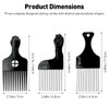 3PCS Metal Afro Comb Set - Black, for Hairdressing &