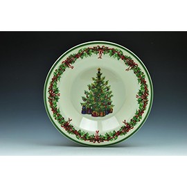 Christopher Radko Holiday Celebrations 9" Christmas Tree Rimmed Soup Bowl