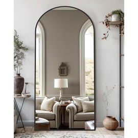 LadyNow LadyNow Full Length Mirror, 71"x32" Arched Floor Mirror Freestanding, Oversized Floor Standing Full Body Mirror with Stand for Bedroom, Hanging Mounted for Living Room Cloakroom, Black