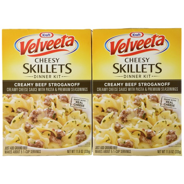 Kraft VELVEETA Cheesy Skillets CREAMY BEEF STROGANOFF Dinner Kit 11.6oz (2 Pack)