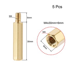 uxcell M4x30mm+6mm Male-Female Brass Hex PCB Motherboard Spacer Standoff for FPV Drone Quadcopter, Computer & Circuit Board 5pcs