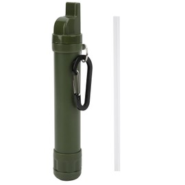 Outdoor Water Filter Straw Water Purifier with Compass Whistle Carabiner Survival Tool